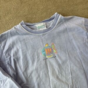 Vintage Fresh Produce Purple Sweatshirt Woman's Graphic Fish Size M